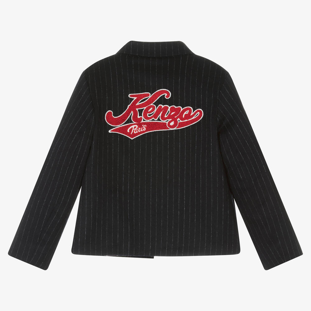 KENZO KIDS-Girls Blue Wool Baseball Stripe Blazer | Childrensalon Outlet