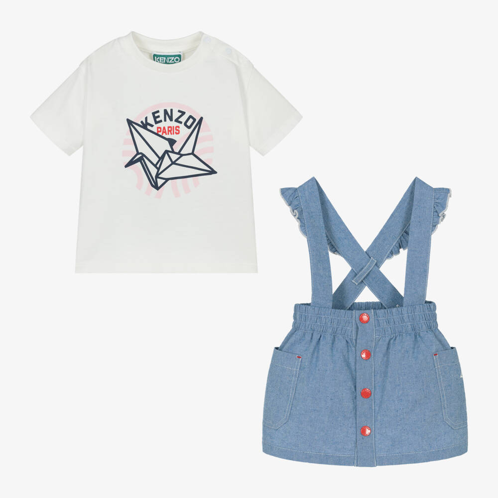 KENZO KIDS-Girls Chambray Skirt & Tee Set | Childrensalon Outlet