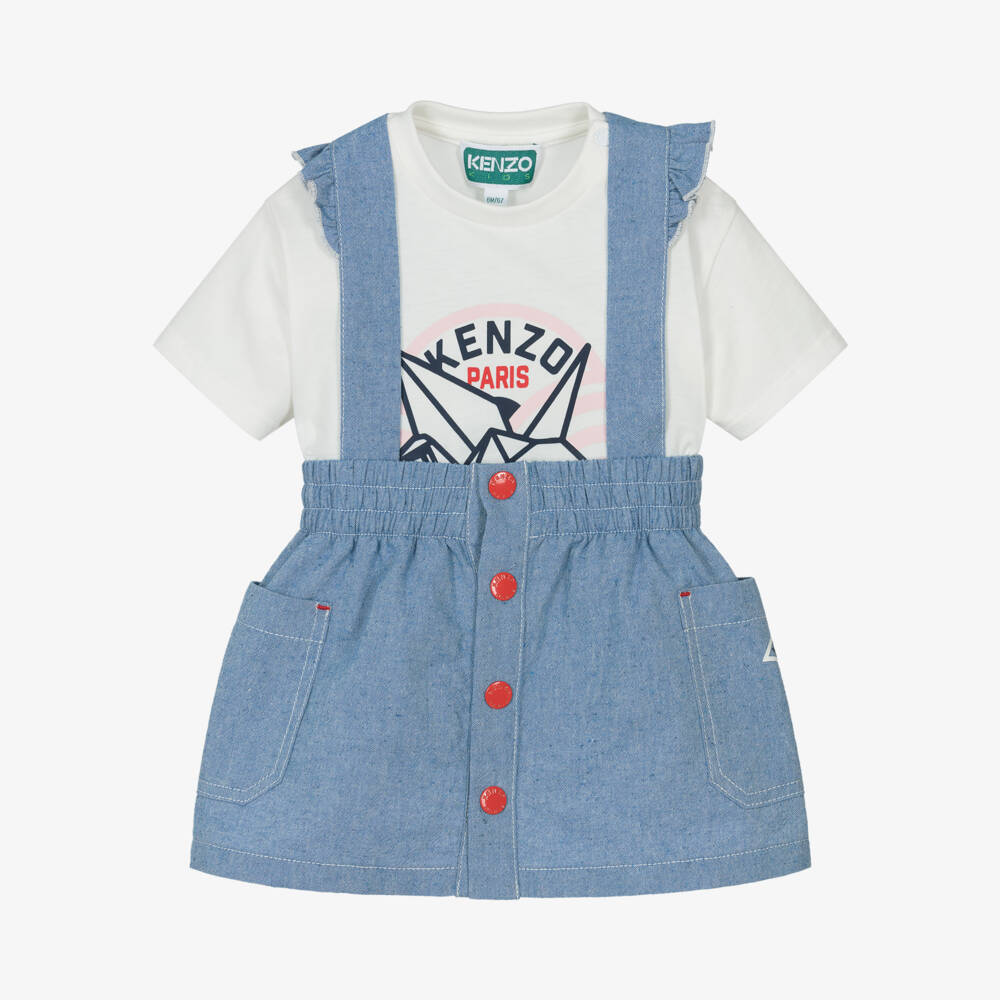 KENZO KIDS-طقم تنورة وقميص شامبراي للبنات | Childrensalon Outlet