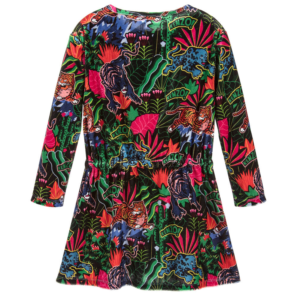 كينزو كيدز-فستان مخمل بطبعة مُلونة | Childrensalon Outlet
