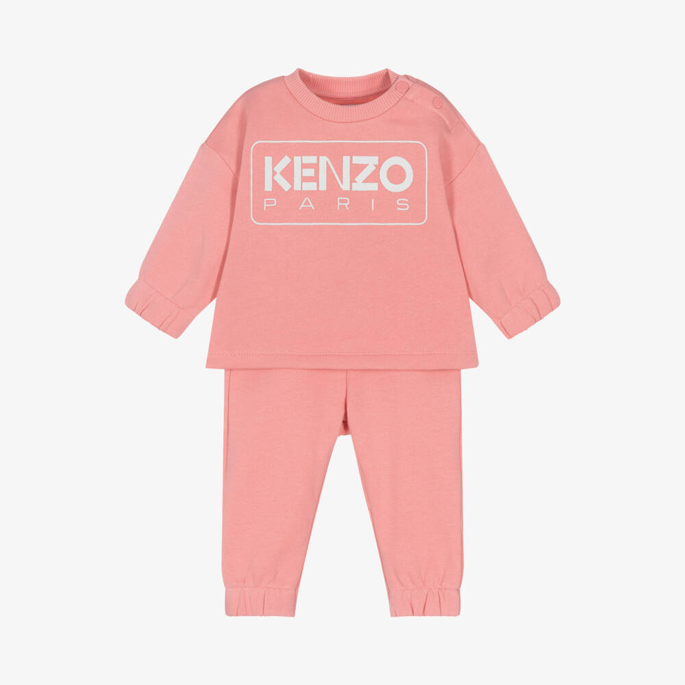KENZO KIDS-Girls Coral Cotton Jogger Set | Childrensalon Outlet