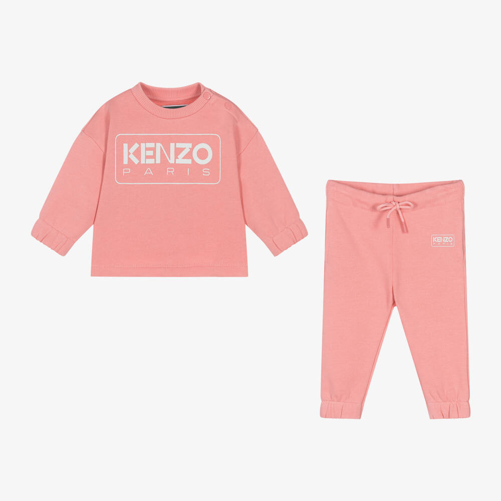 KENZO KIDS-Girls Coral Cotton Jogger Set | Childrensalon Outlet