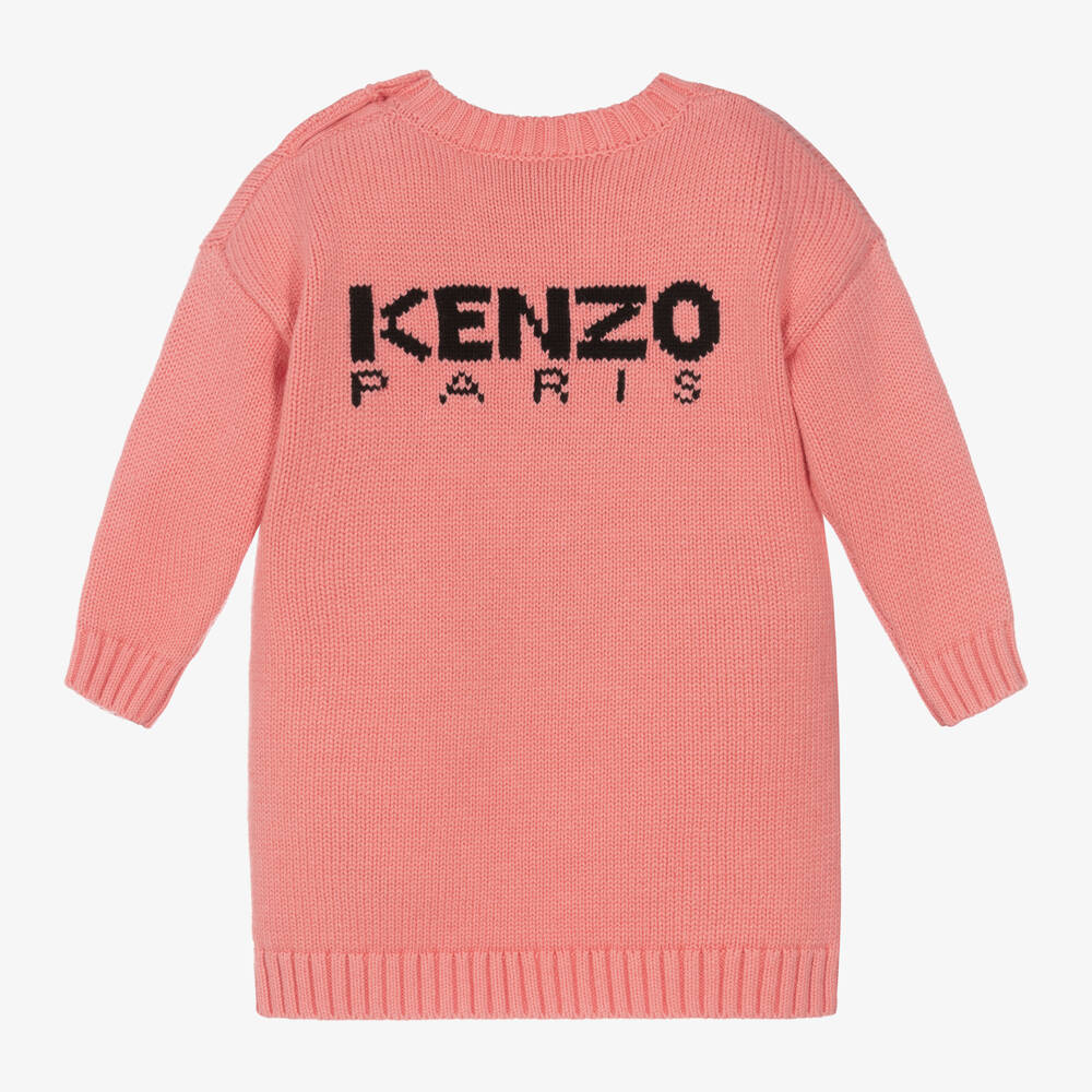KENZO KIDS-Girls Coral Knit Floral Dress | Childrensalon Outlet
