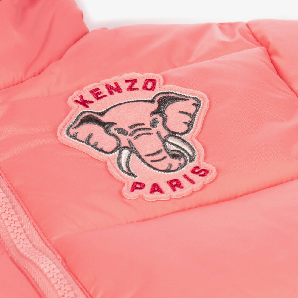 KENZO KIDS-جاكيت بافر بهودي لون زهري للبنات | Childrensalon Outlet