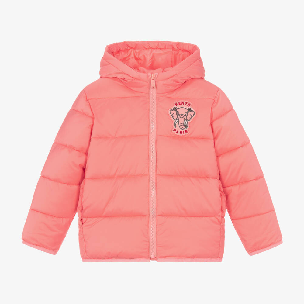 KENZO KIDS-Girls Coral Padded Hooded Coat | Childrensalon Outlet