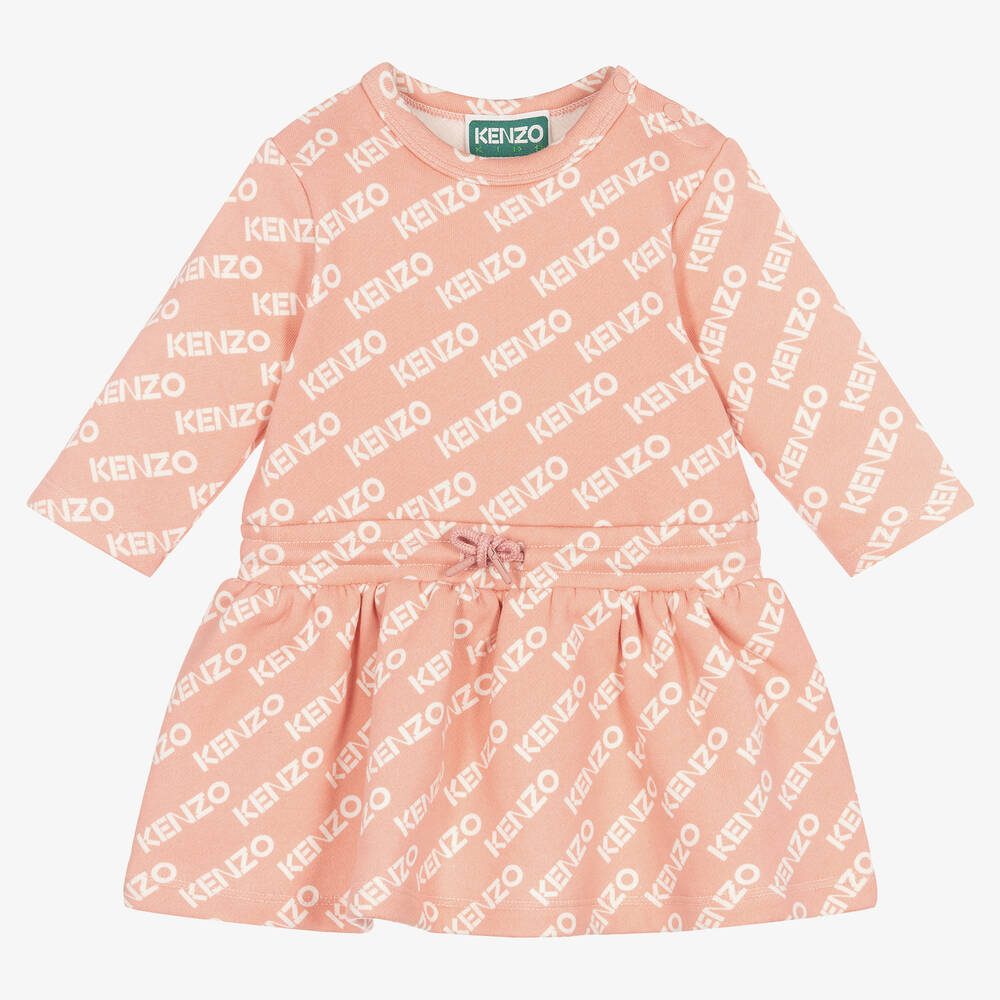 KENZO KIDS-Кораллово-розовое платье из хлопка для девочек | Childrensalon Outlet