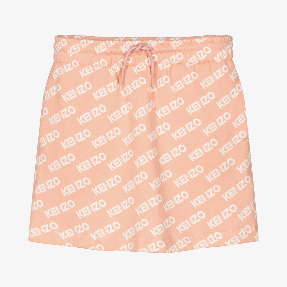 KENZO KIDS - Girls Coral Pink Cotton Jersey Skirt | Childrensalon