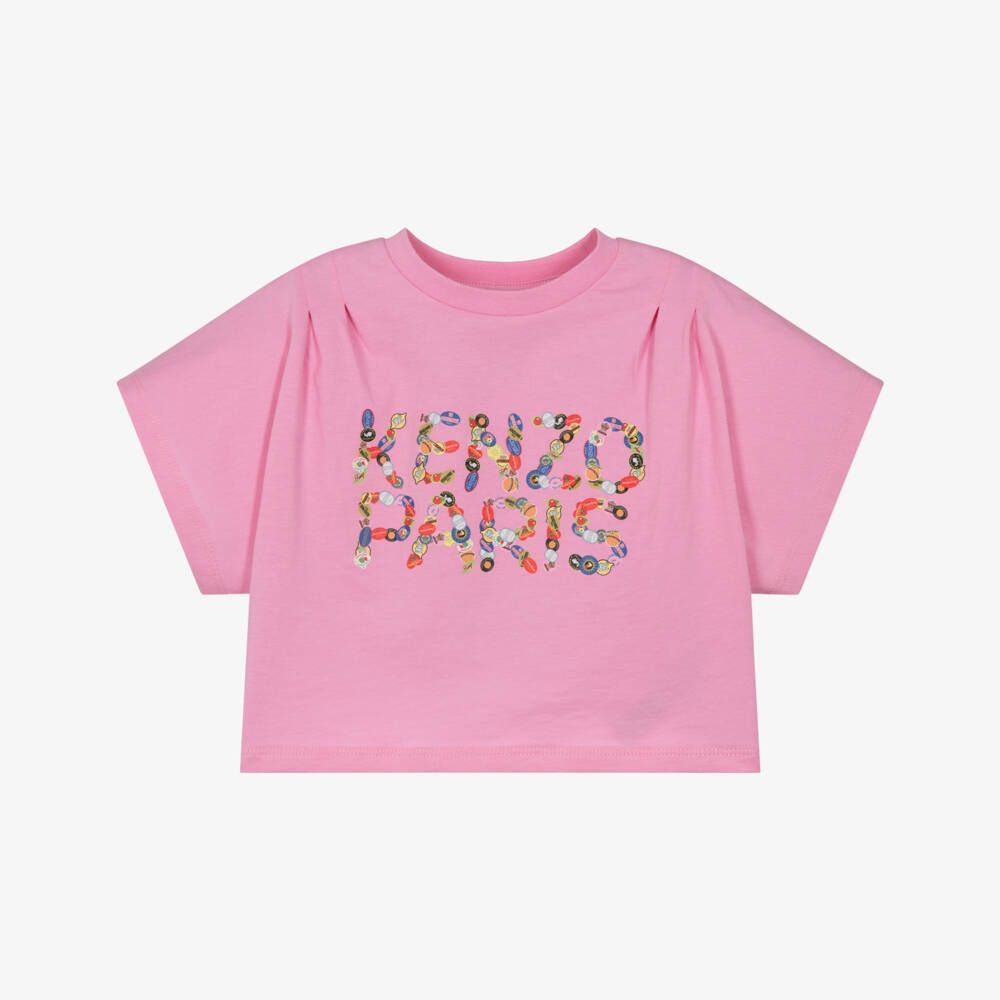 KENZO KIDS-تيشيرت بناتي قطن ناعم بلون الحلوى | Childrensalon Outlet