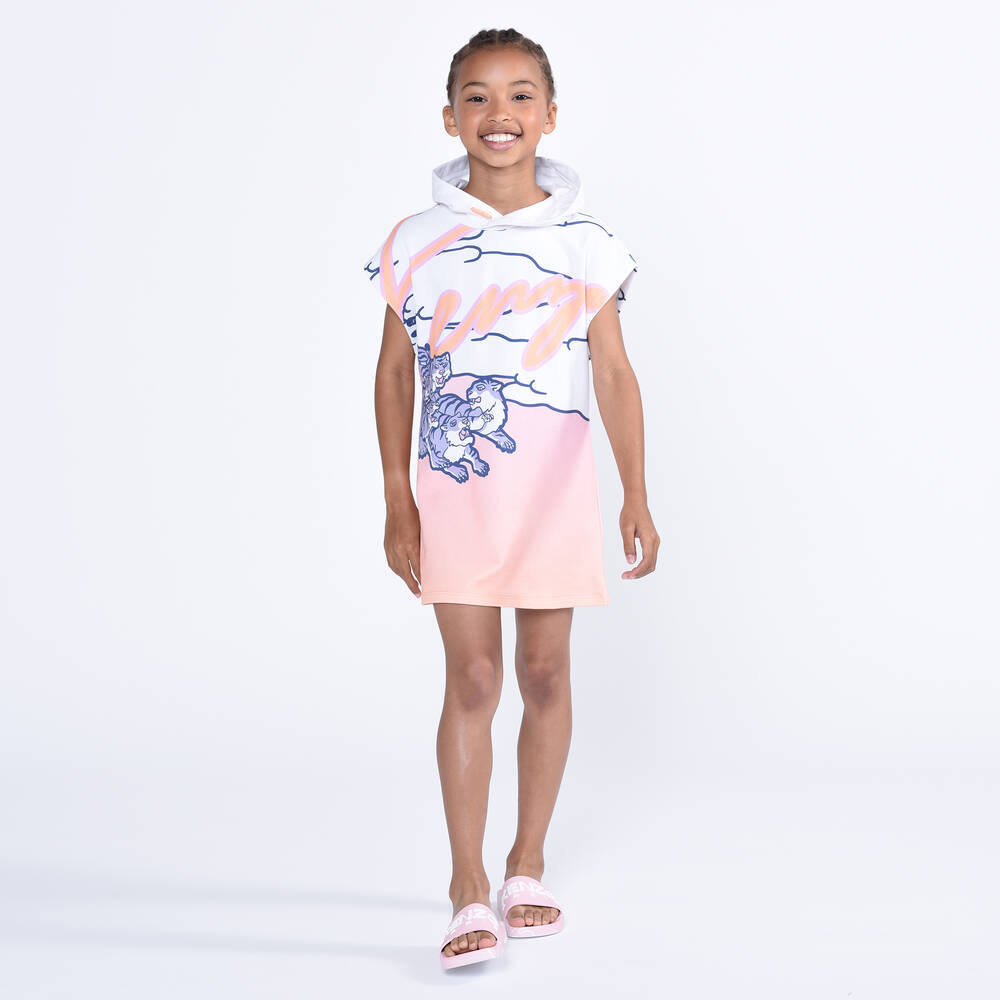 KENZO KIDS Girls Cotton Gradient Tiger Hoodie Dress