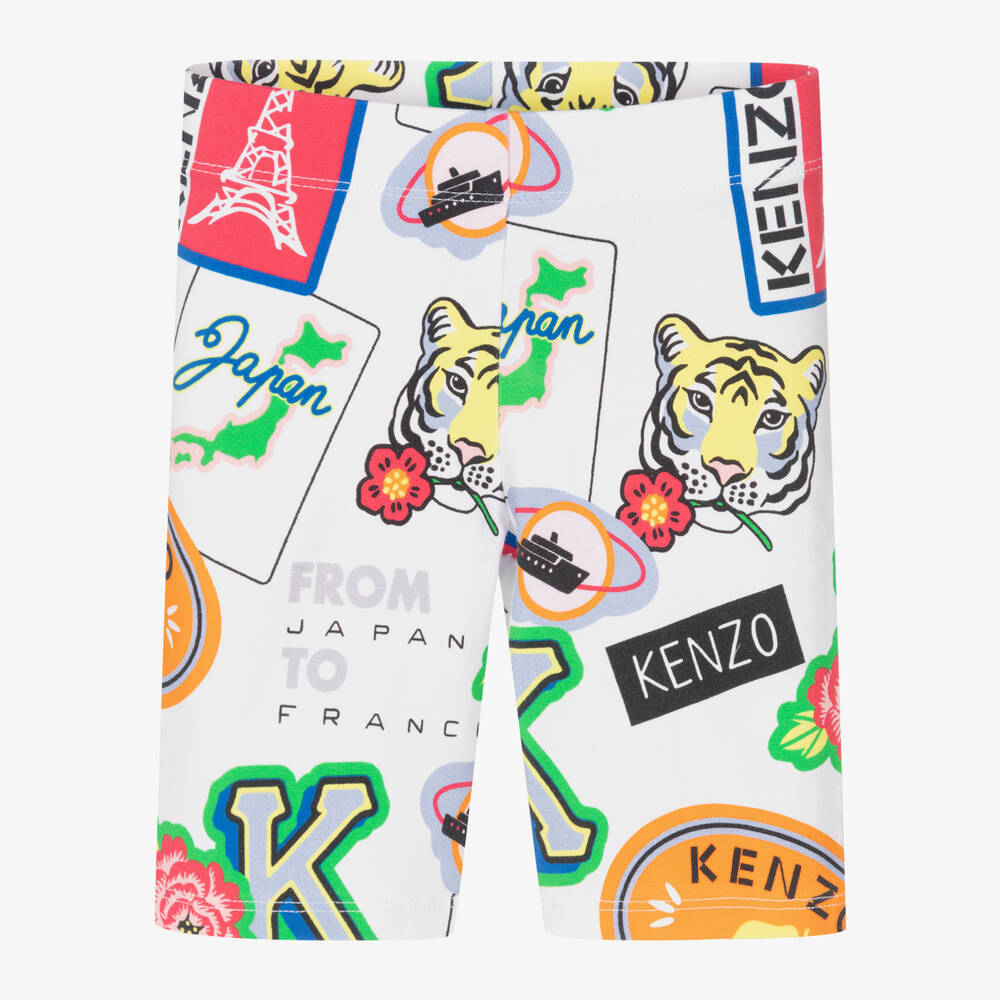 KENZO KIDS-شورت قطن جيرسي لون أبيض للبنات | Childrensalon Outlet