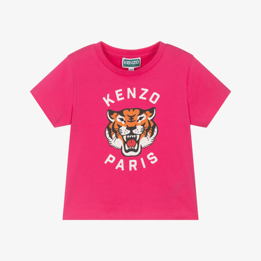 KENZO KIDS-Girls Cotton Tee with Tiger Charm | Childrensalon Outlet