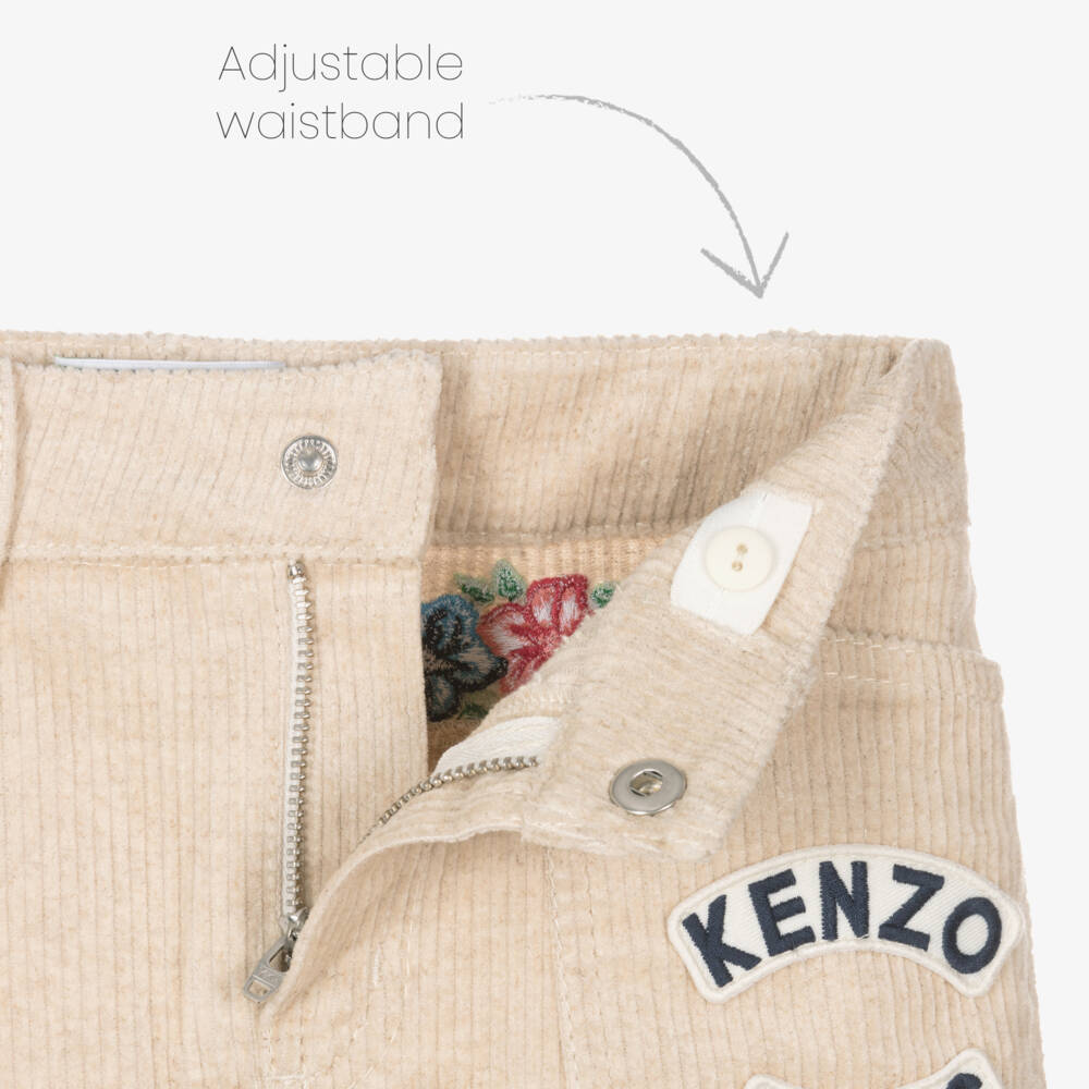 KENZO KIDS-Girls Cream Corduroy Floral Skirt | Childrensalon Outlet