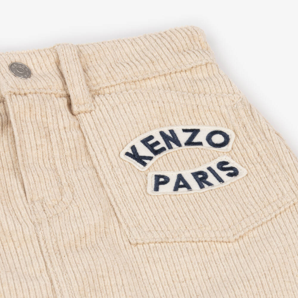 KENZO KIDS-Girls Cream Corduroy Floral Skirt | Childrensalon Outlet