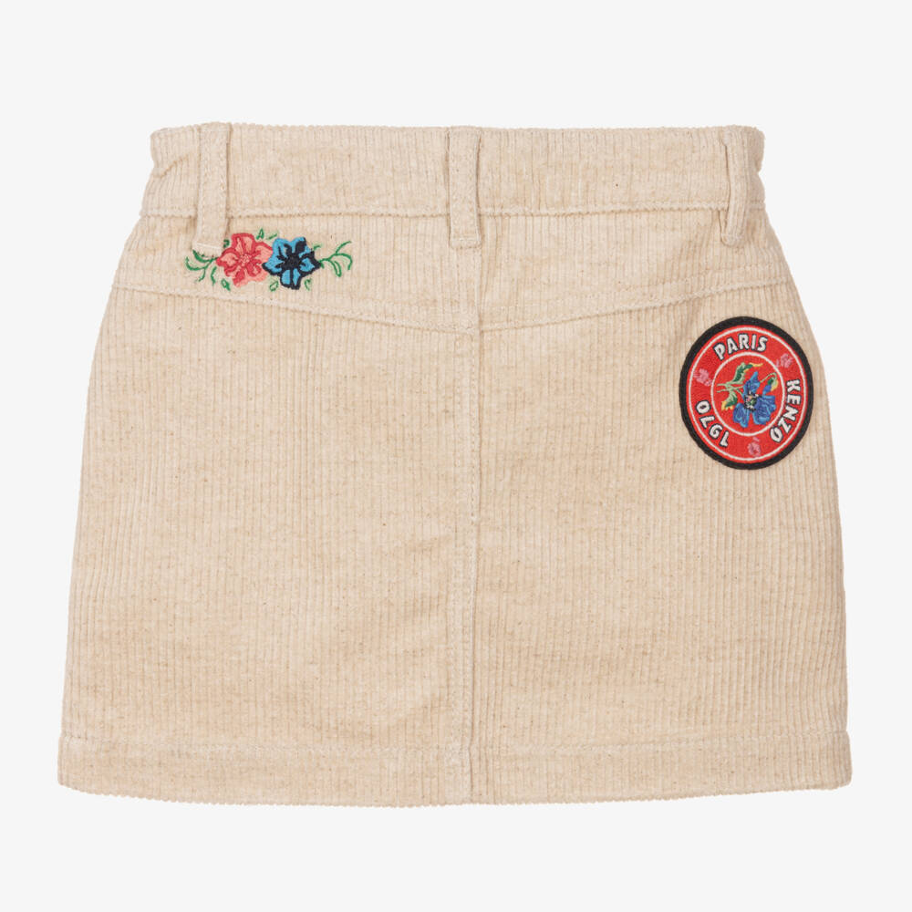 KENZO KIDS-Girls Cream Corduroy Floral Skirt | Childrensalon Outlet
