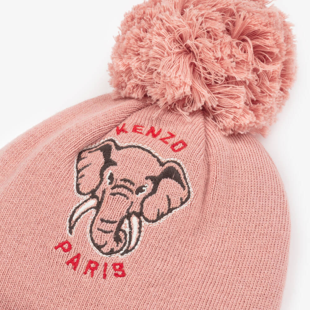 KENZO KIDS-Girls Elephant Pink Knit Hat | Childrensalon Outlet