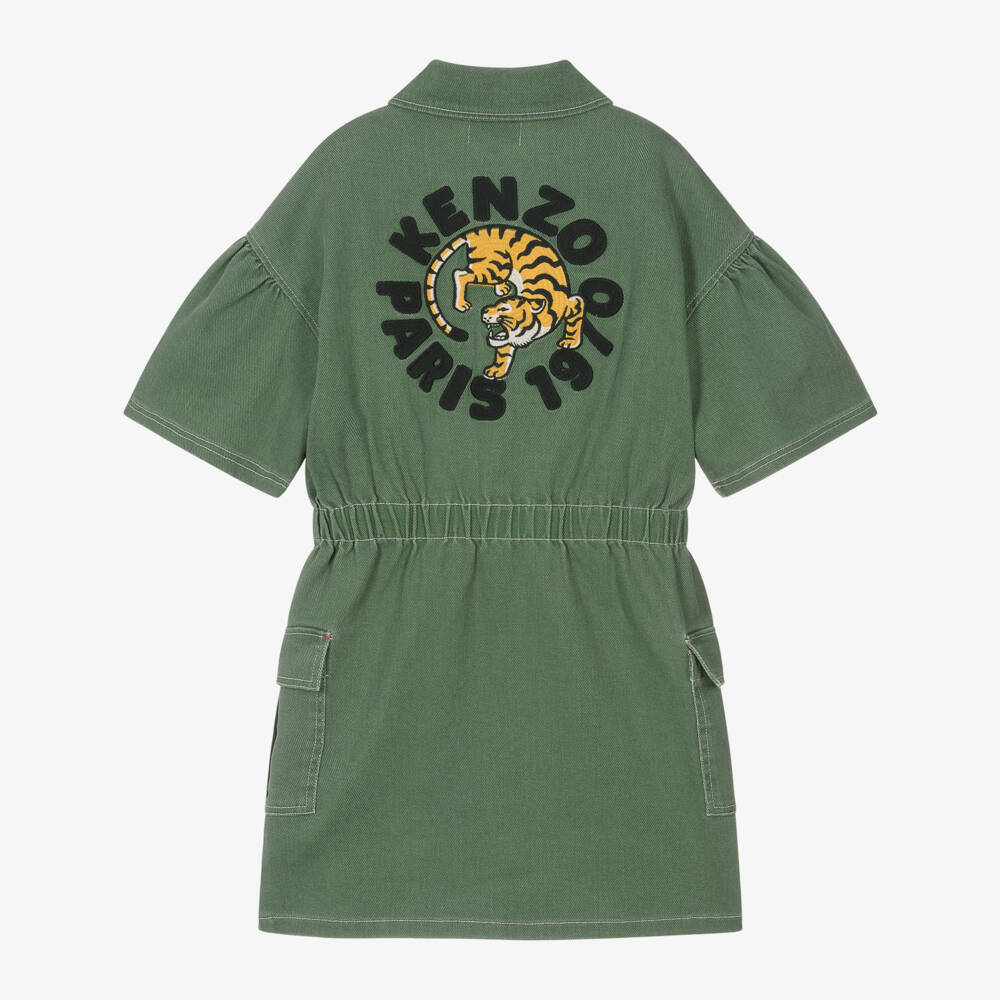 KENZO KIDS-Girls Emerald Denim Logo Dress | Childrensalon Outlet