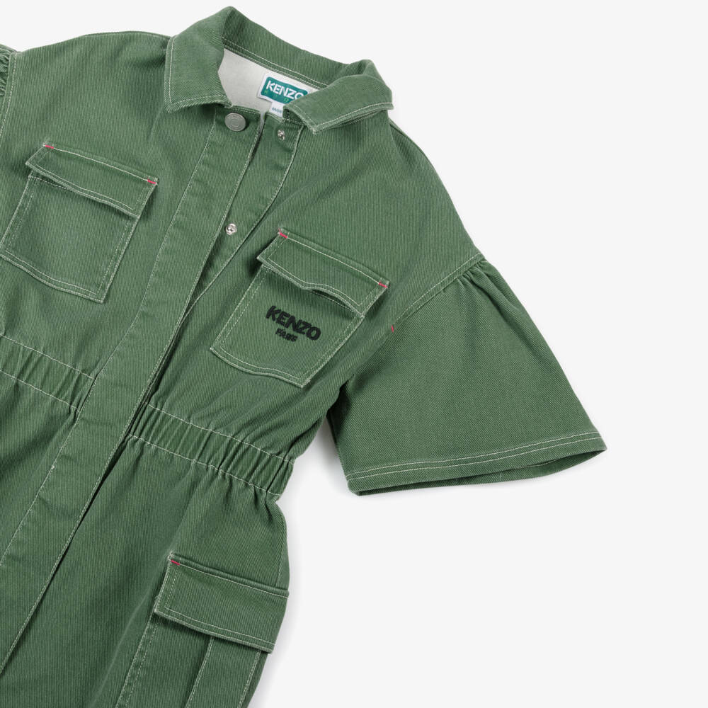 KENZO KIDS-Girls Emerald Denim Logo Dress | Childrensalon Outlet