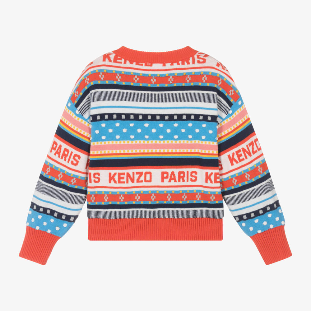 KENZO KIDS-Красный праздничный хлопковый вязаный свитер для девочек | Childrensalon Outlet