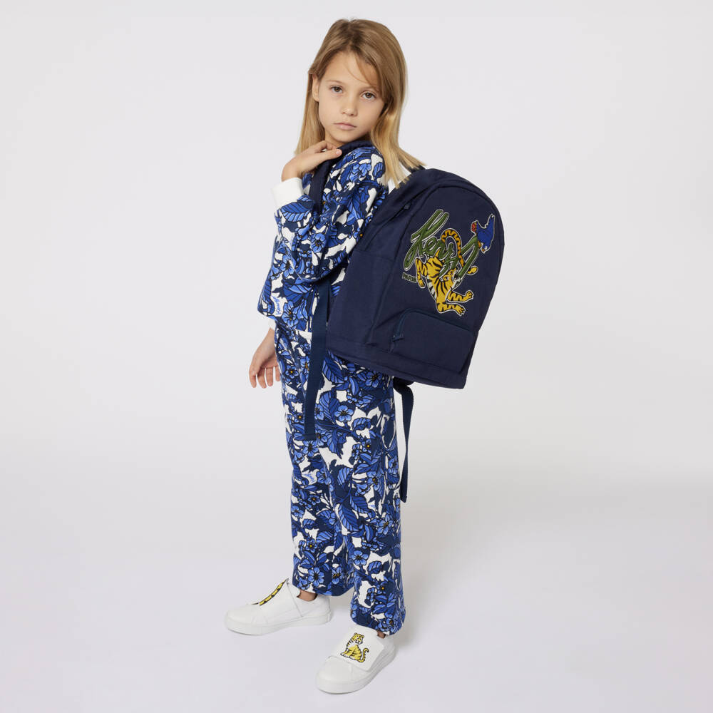 KENZO KIDS-Girls Floral Blue Cotton Trousers | Childrensalon Outlet