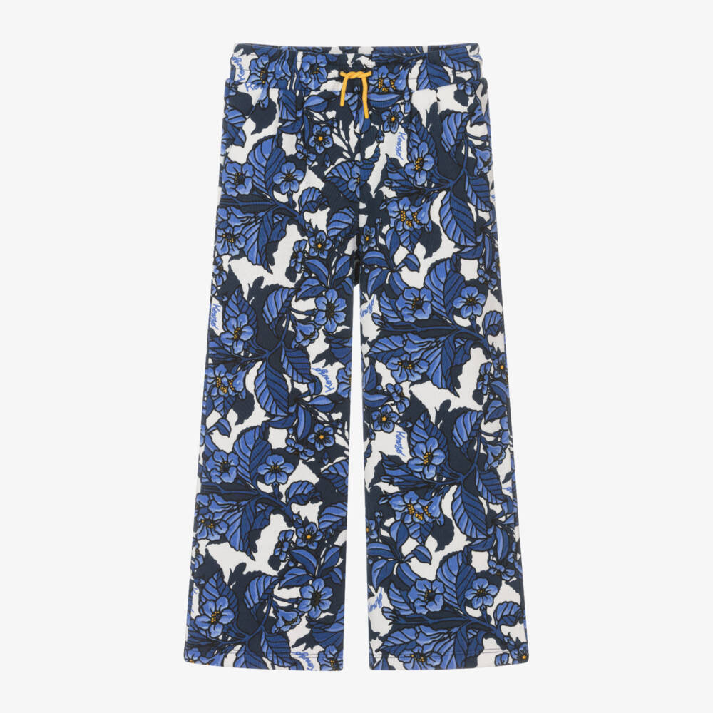 KENZO KIDS-Girls Floral Blue Cotton Trousers | Childrensalon Outlet
