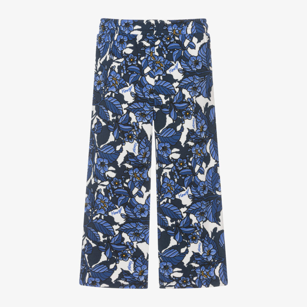 KENZO KIDS-Girls Floral Blue Cotton Trousers | Childrensalon Outlet