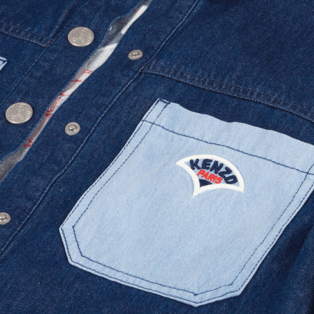 KENZO KIDS-Girls Floral Embroidered Denim Jacket | Childrensalon Outlet