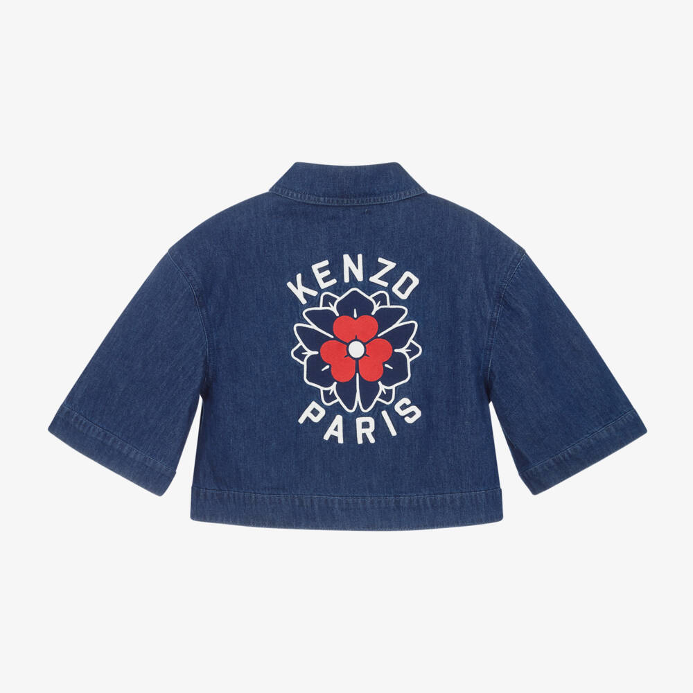 KENZO KIDS-Girls Floral Embroidered Denim Jacket | Childrensalon Outlet