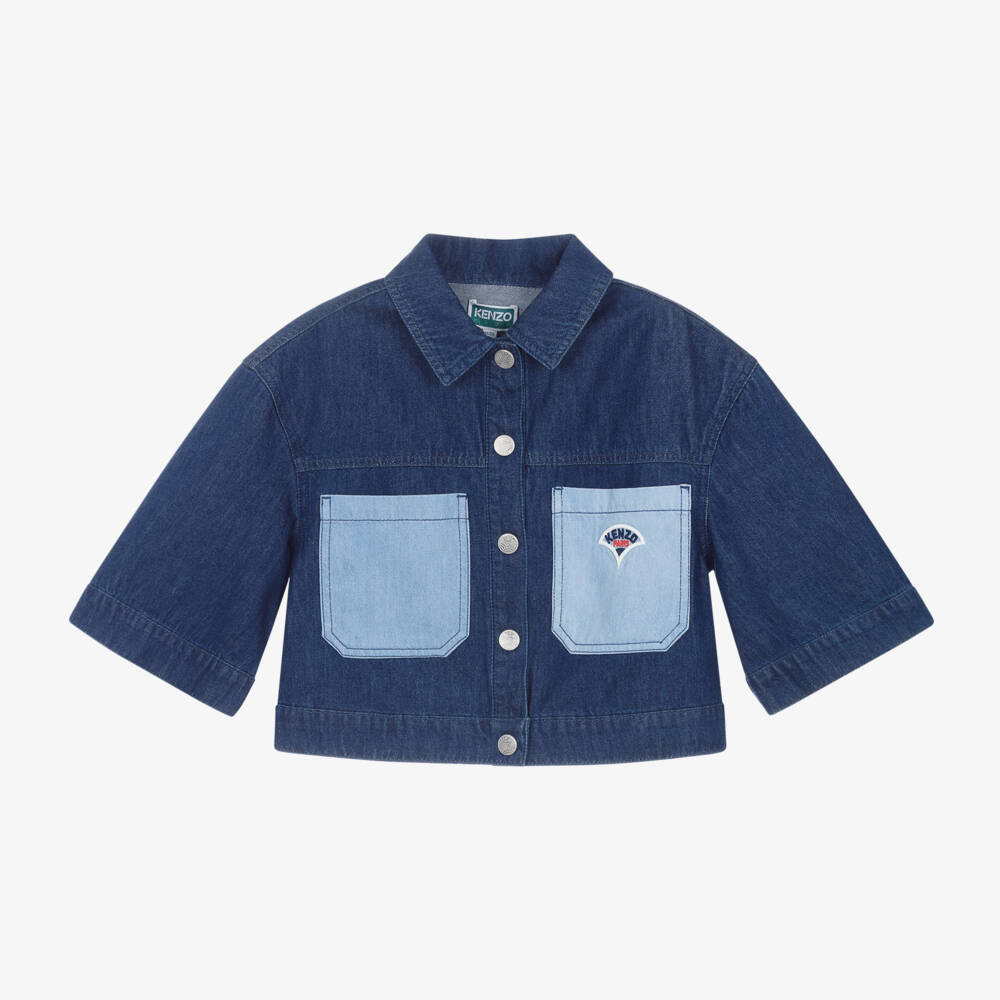 KENZO KIDS-جاكيت جينز مطرز بالورود للبنات | Childrensalon Outlet