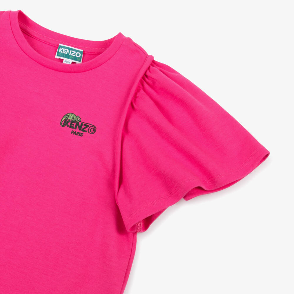 KENZO KIDS-Girls Flutter Sleeve Pink Tee | Childrensalon Outlet