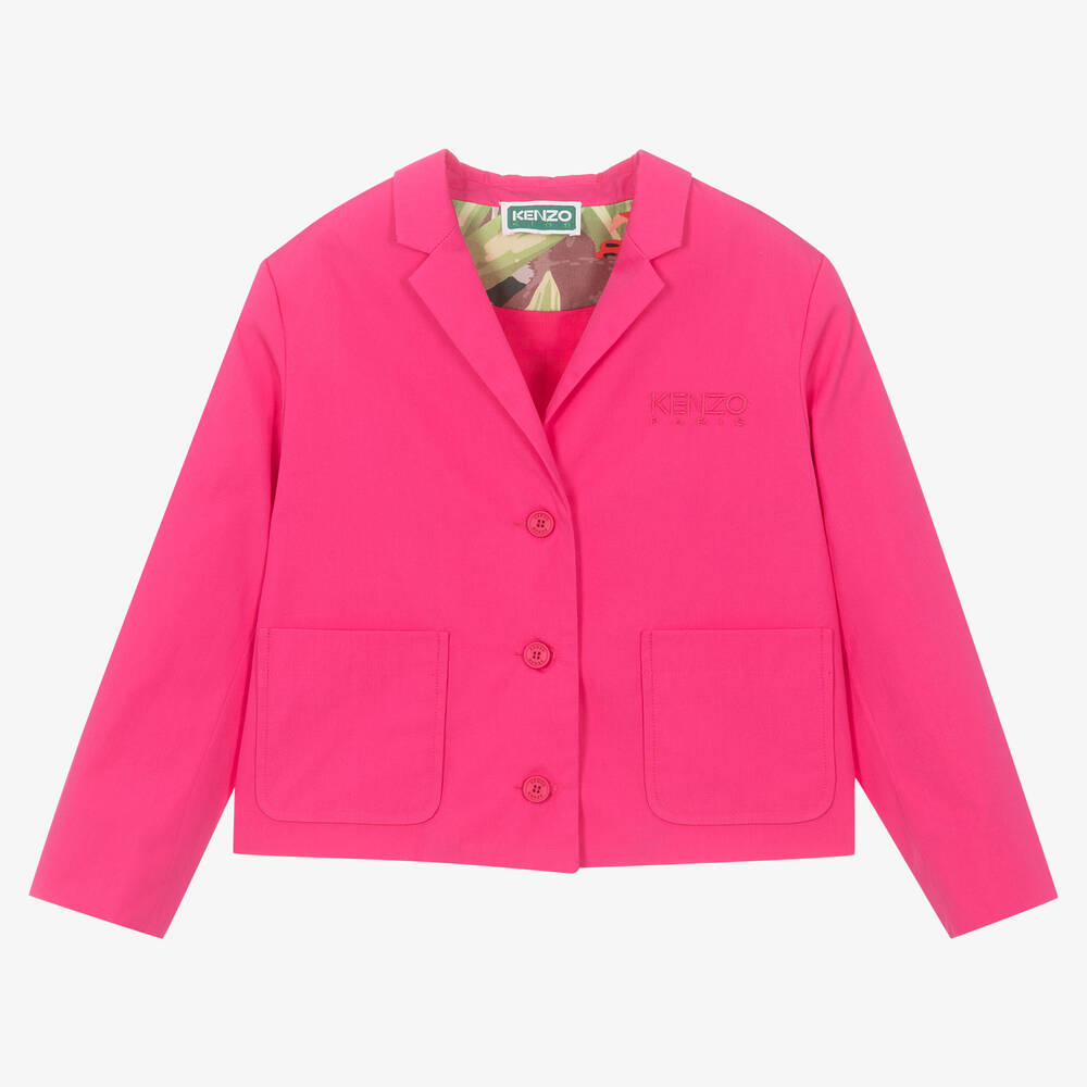 KENZO KIDS - Girls Fuchsia Pink Cotton Poplin Blazer | Childrensalon