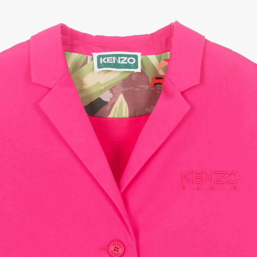 KENZO KIDS-Girls Fuchsia Pink Cotton Poplin Blazer | Childrensalon Outlet