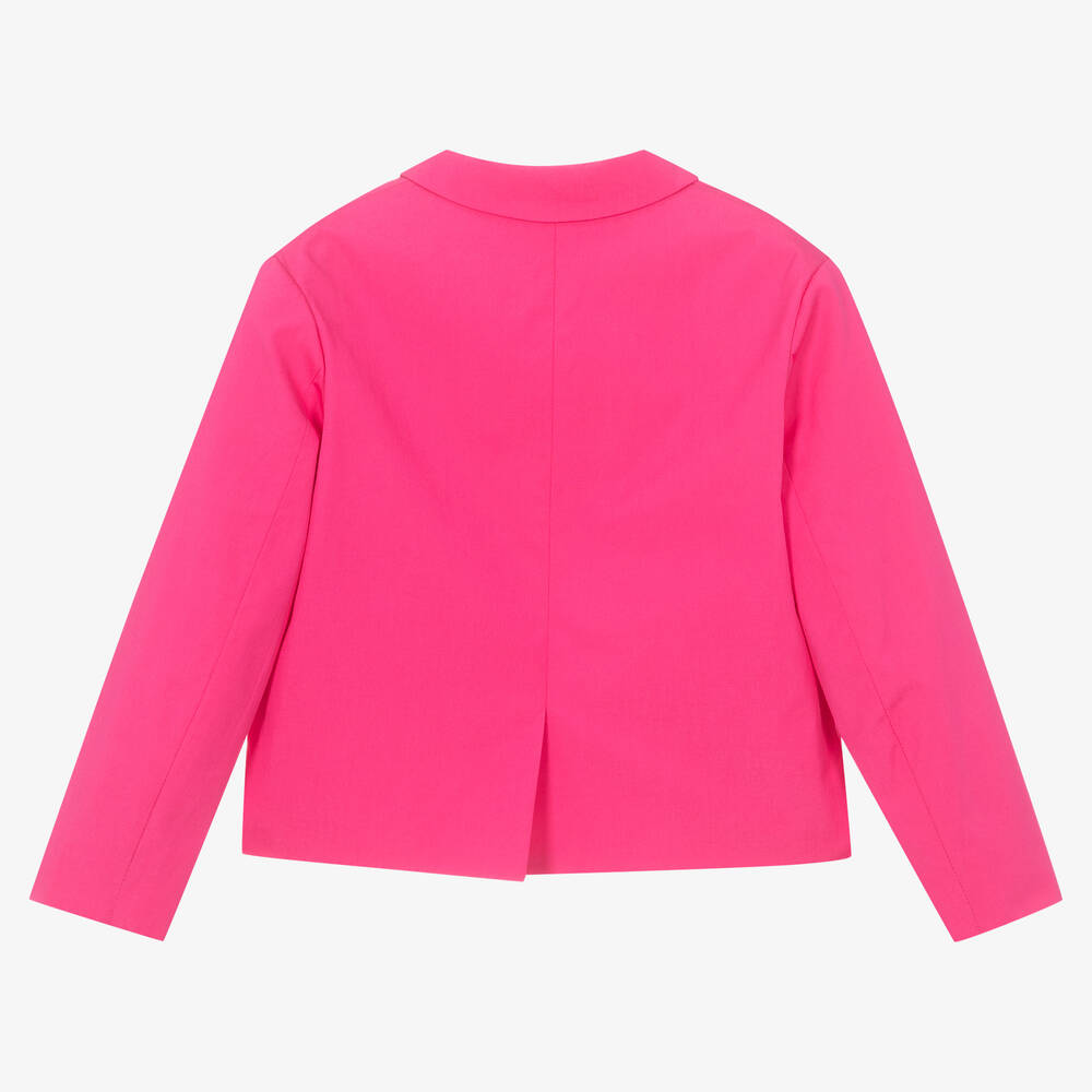 KENZO KIDS-Girls Fuchsia Pink Cotton Poplin Blazer | Childrensalon Outlet