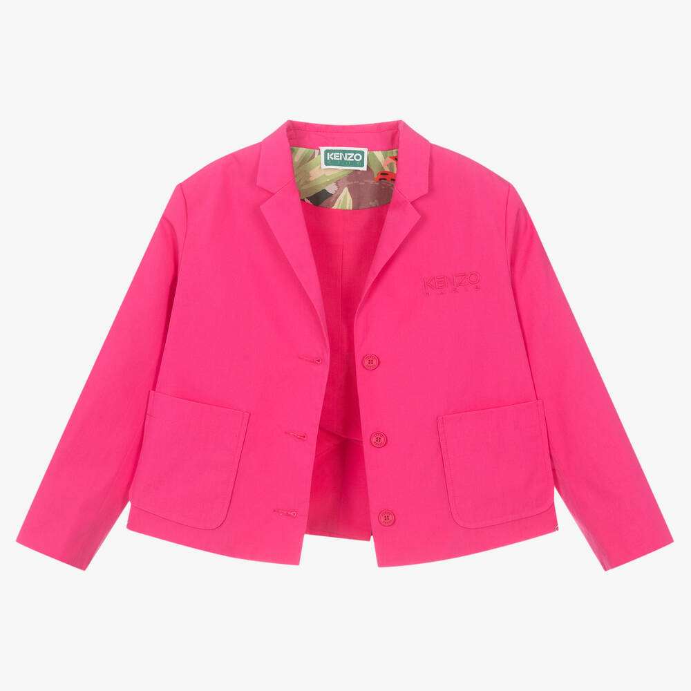 KENZO KIDS-Girls Fuchsia Pink Cotton Poplin Blazer | Childrensalon Outlet