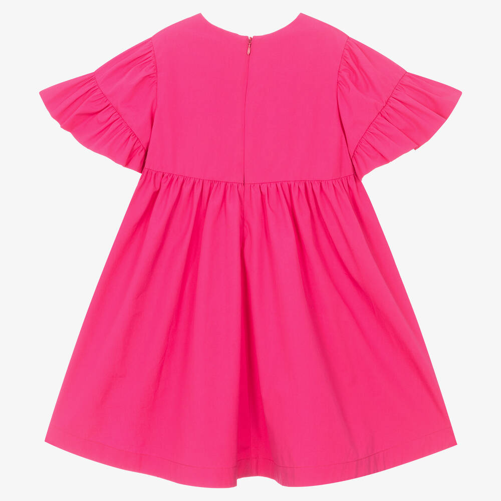 KENZO KIDS-Girls Fuchsia Pink Cotton Poplin Dress | Childrensalon Outlet