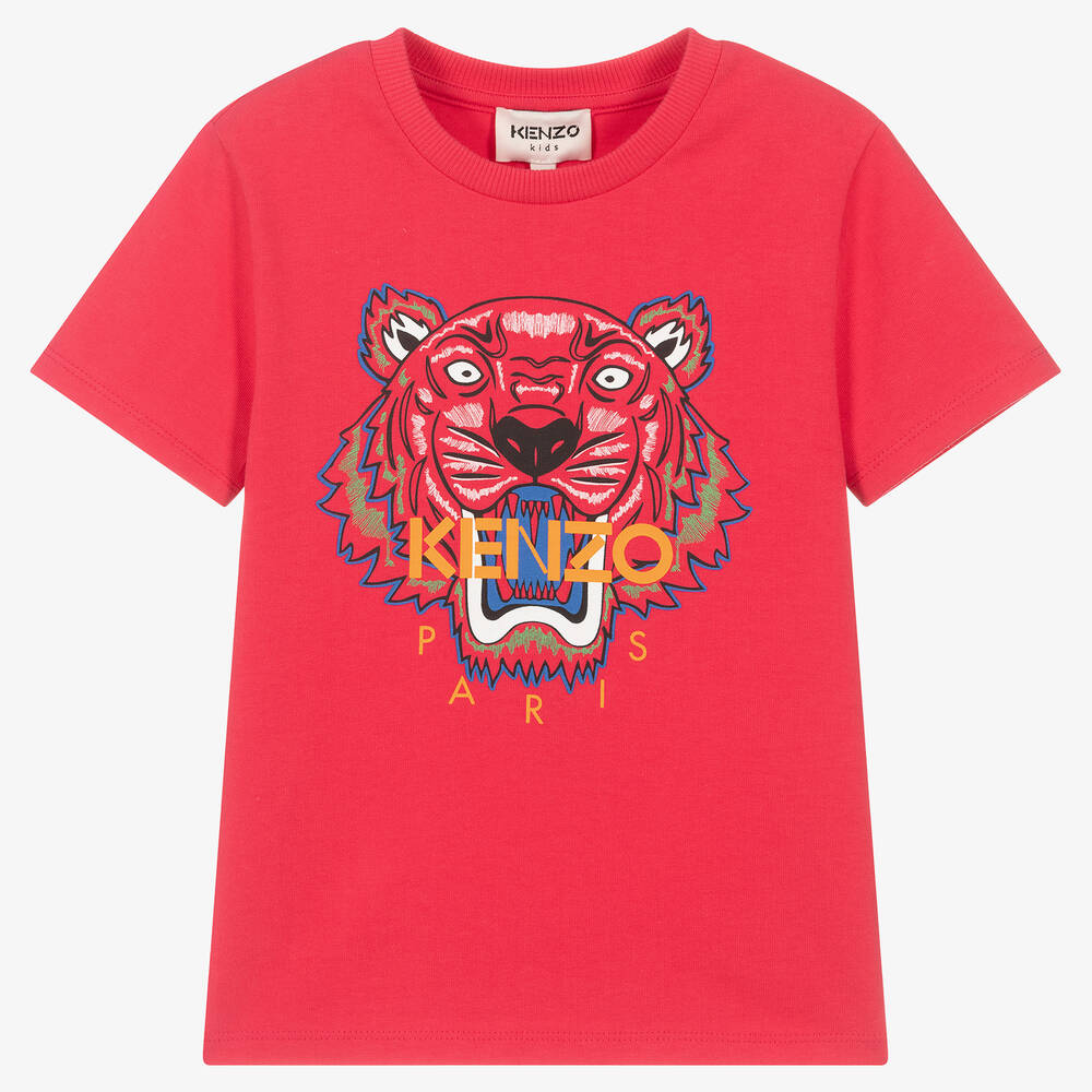 KENZO KIDS - Girls Fuchsia Pink Cotton Tiger T-Shirt | Childrensalon