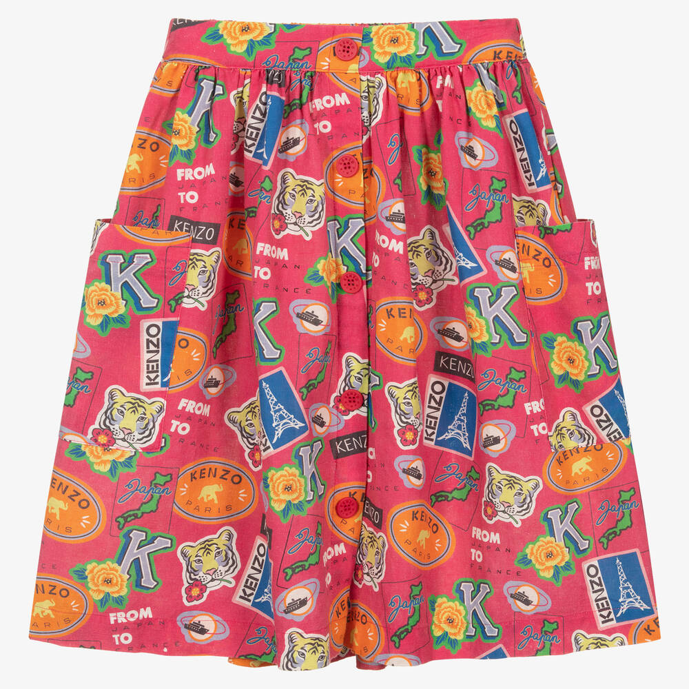 KENZO KIDS - Girls Fuchsia Pink Logo Skirt | Childrensalon