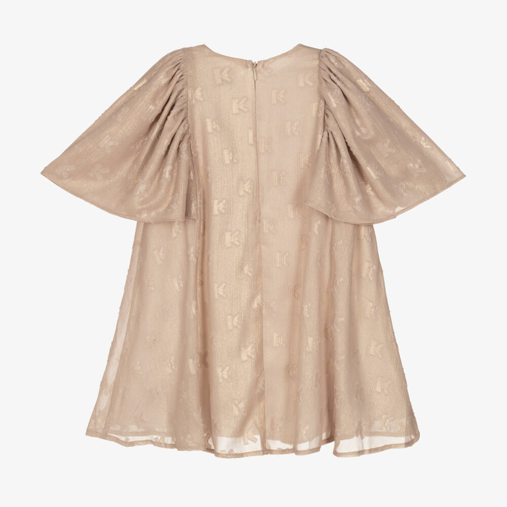 KENZO KIDS-Girls Gold Logo Flutter Dress | Childrensalon Outlet