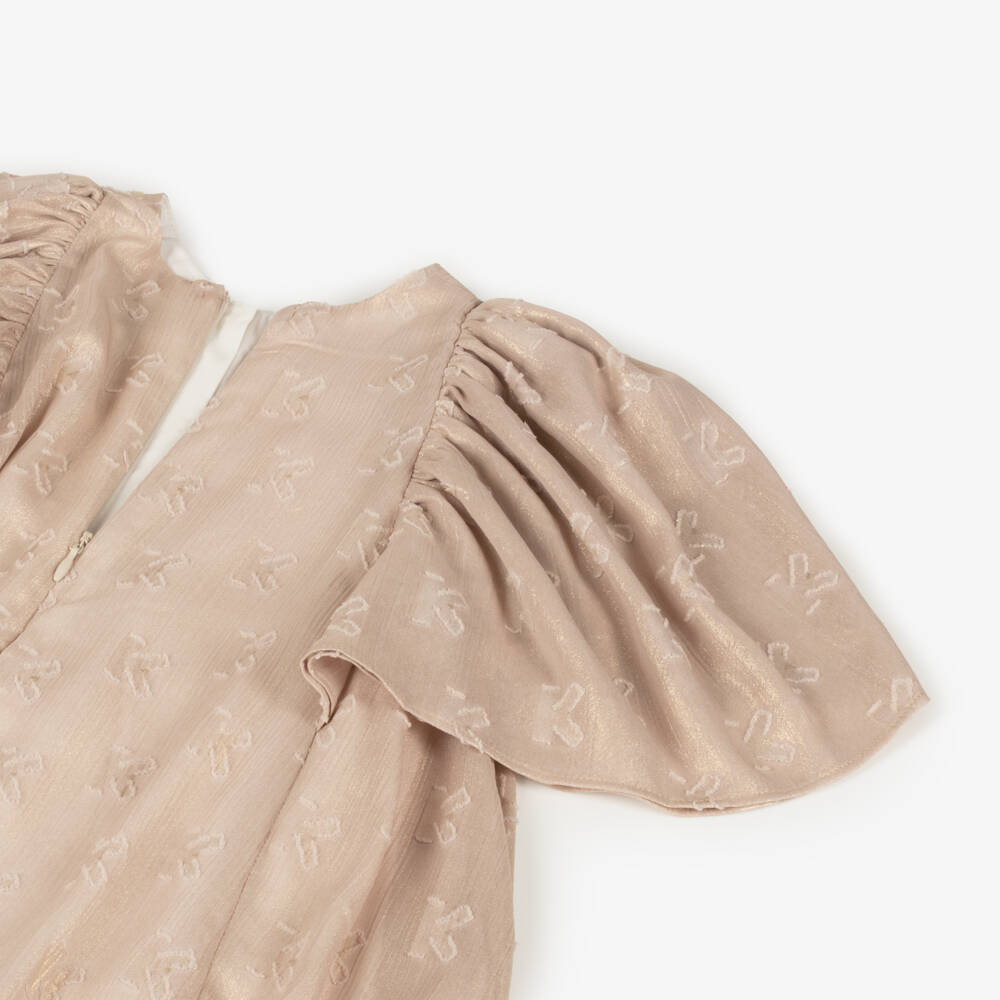 KENZO KIDS-Girls Gold Logo Flutter Dress | Childrensalon Outlet