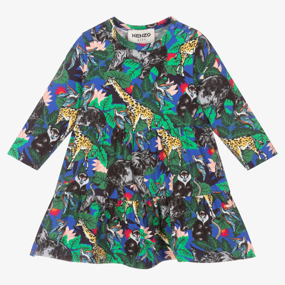 KENZO KIDS - Girls Green & Blue Dress | Childrensalon