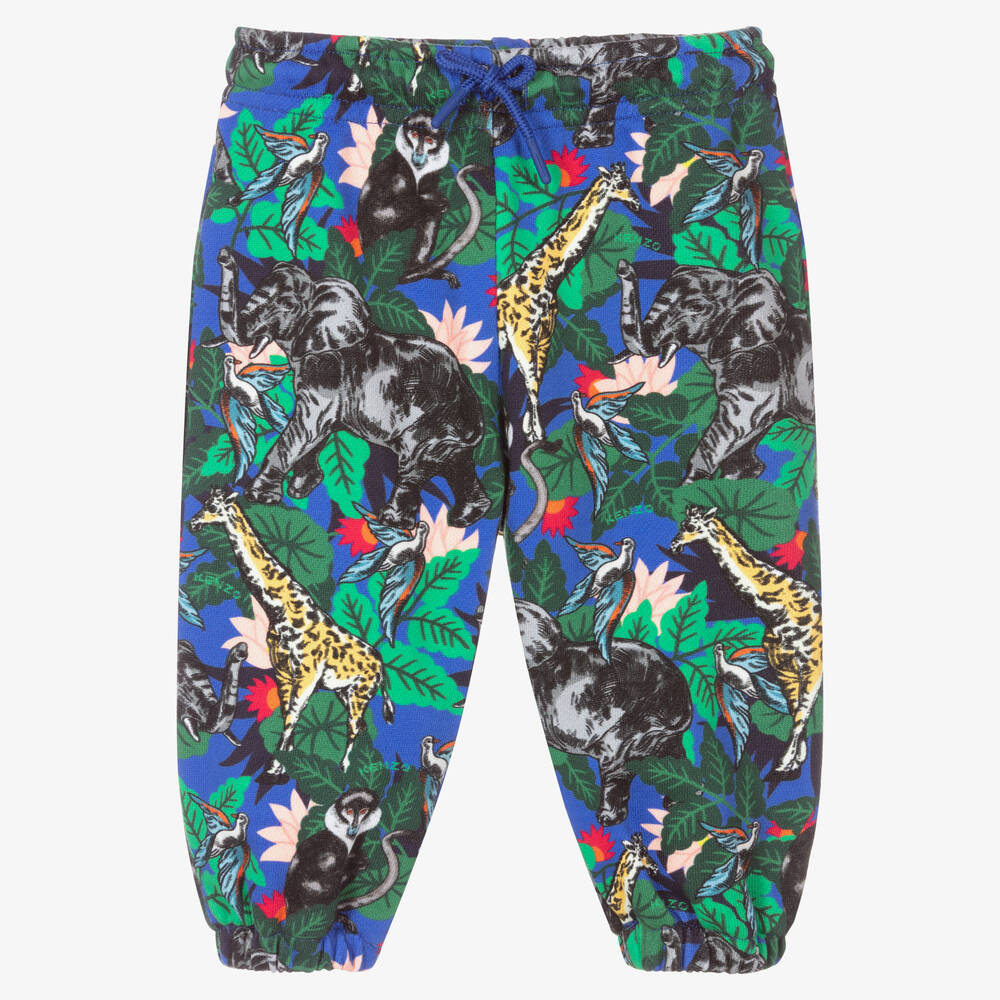 KENZO KIDS-جوغرز أطفال بناتي قطن لون أزرق وأخضر | Childrensalon Outlet