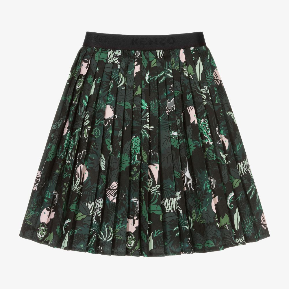 KENZO KIDS - Girls Green Pleated Midi Skirt | Childrensalon