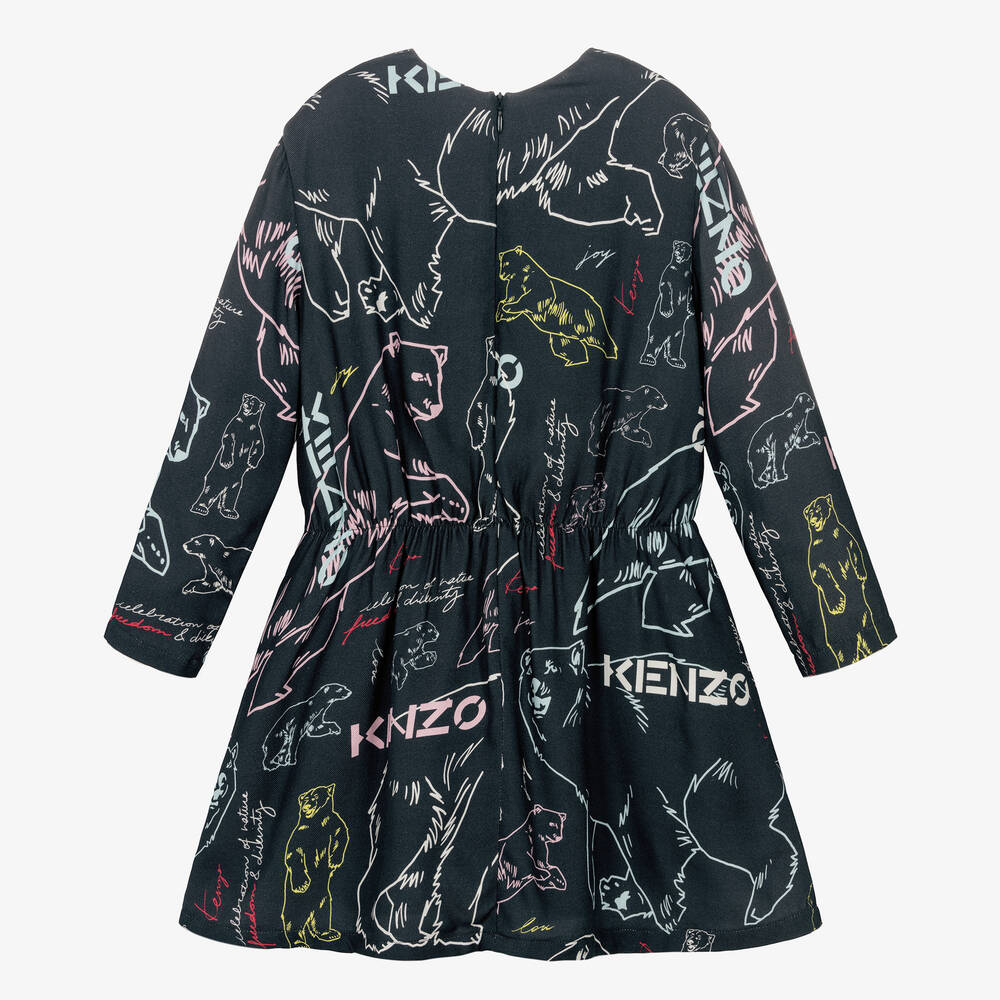 KENZO KIDS-Girls Grey Bear Logo Dress | Childrensalon Outlet