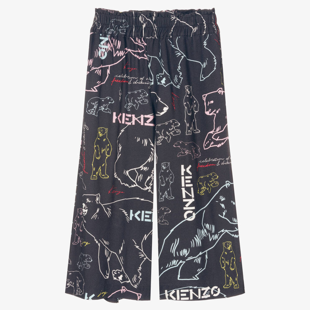 KENZO KIDS-Серые брюки с медведями для девочек | Childrensalon Outlet