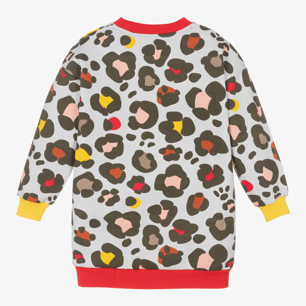 KENZO KIDS-Girls Grey Cotton Animal Print Dress | Childrensalon Outlet