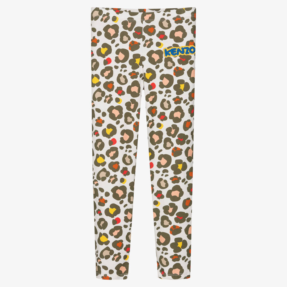 KENZO KIDS - Girls Grey Cotton Animal Print Leggings | Childrensalon