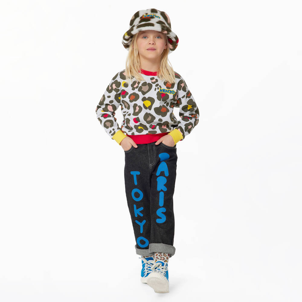 KENZO KIDS-Серый хлопковый свитшот с животным принтом | Childrensalon Outlet