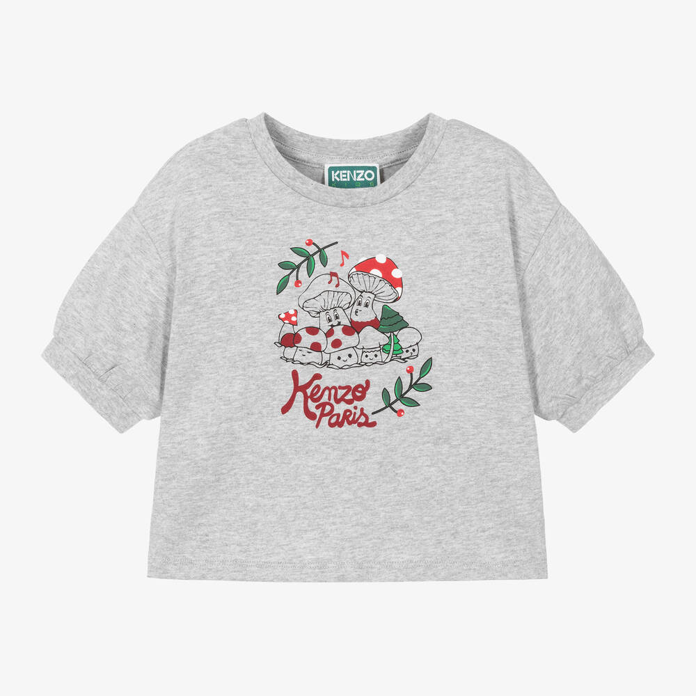 KENZO KIDS - Серая хлопковая футболка с мухоморами | Childrensalon