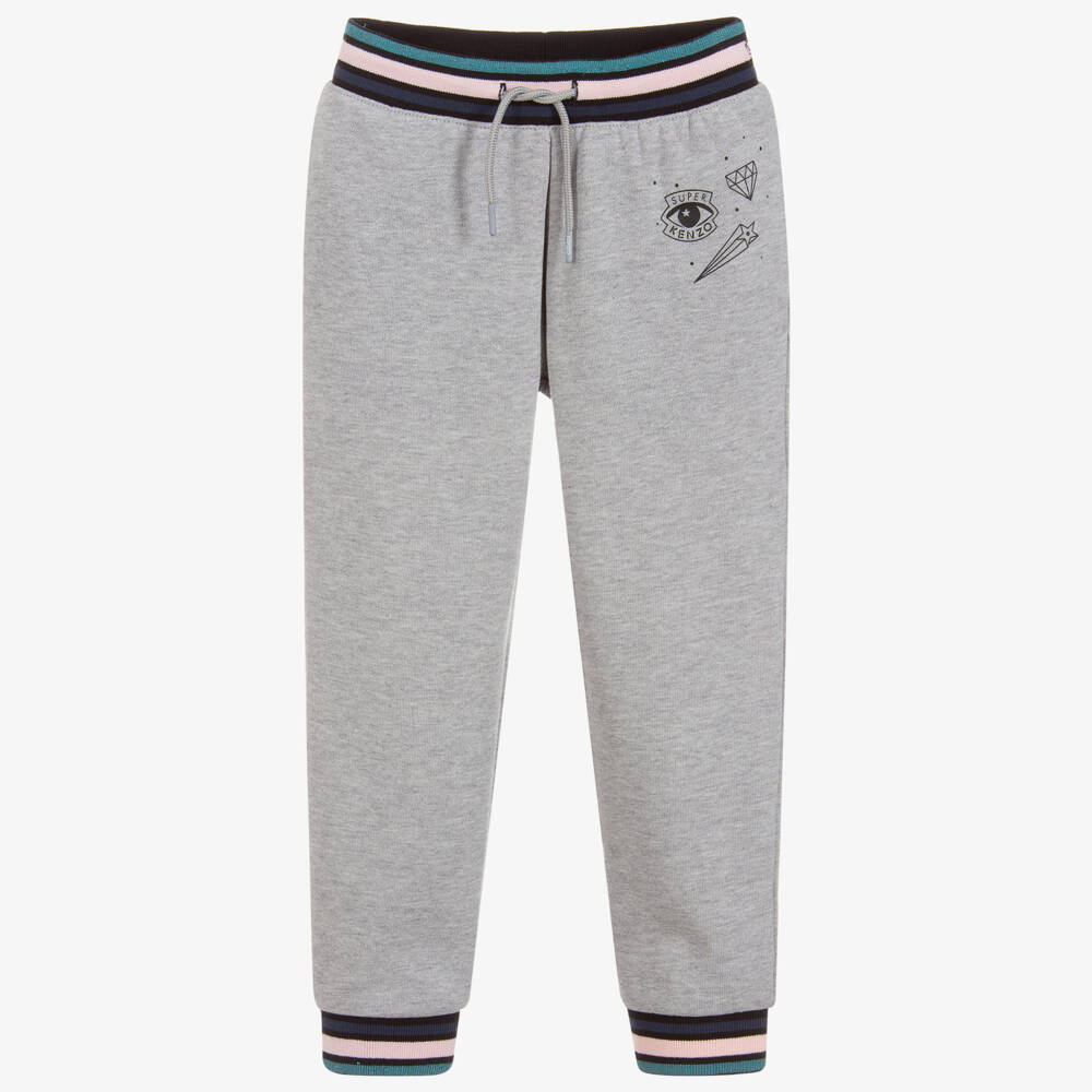KENZO KIDS-Girls Grey Cotton Joggers | Childrensalon Outlet