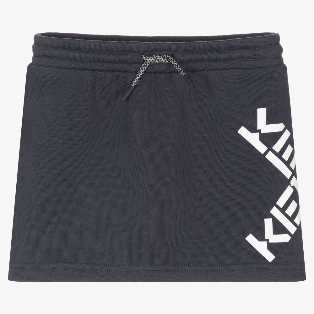 KENZO KIDS - Girls Grey Cotton Logo Skirt | Childrensalon