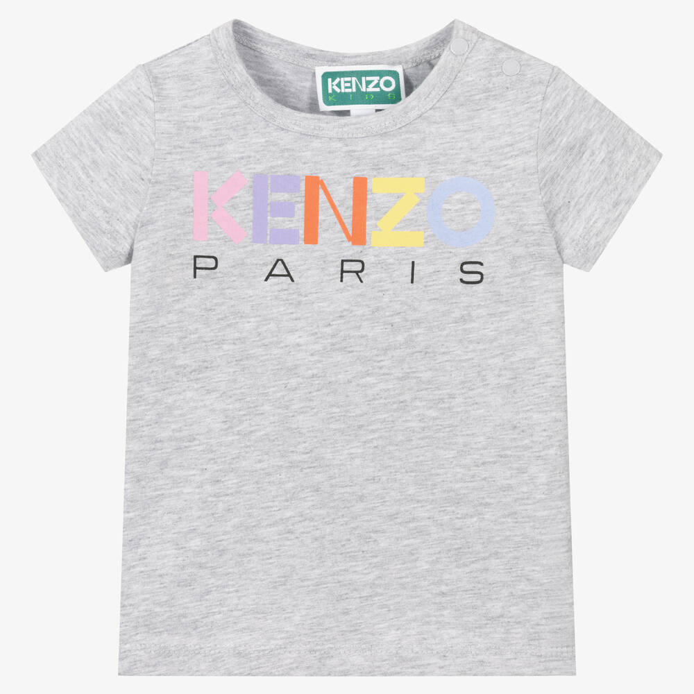 KENZO KIDS-Серая хлопковая футболка | Childrensalon Outlet